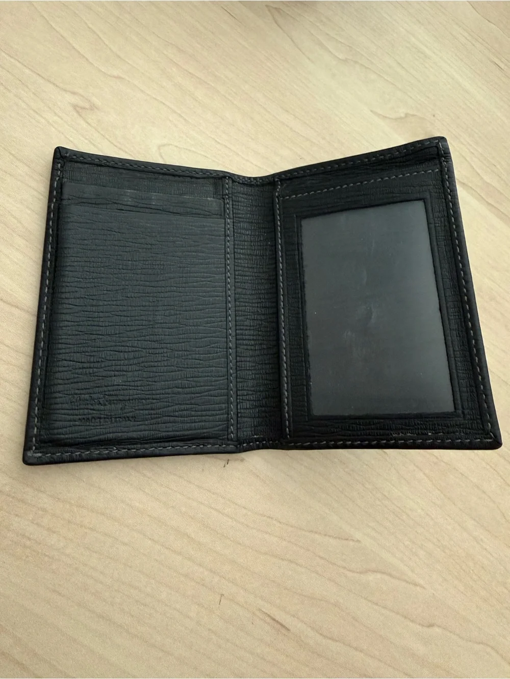 Salvatore Ferragamo Black Textured Leather Card Wallet with Metal Logo